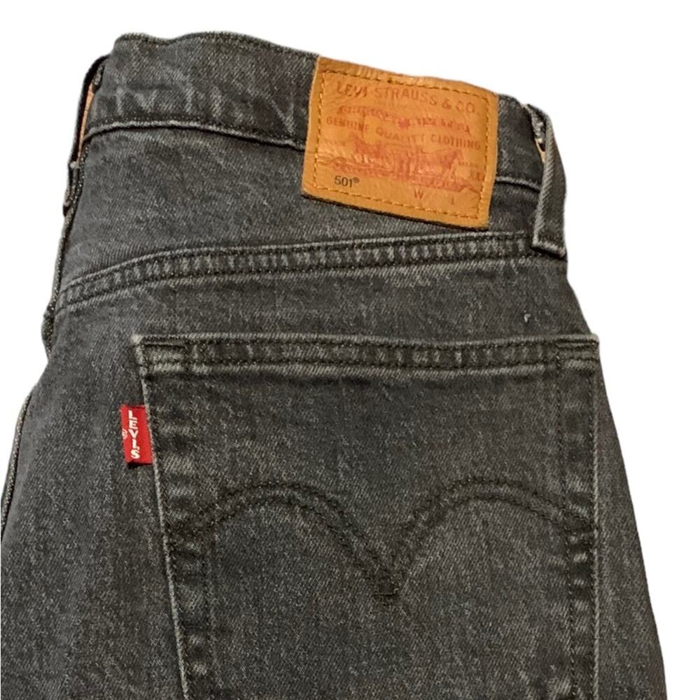 Levi's 501 Original Black‎ Cropped Studded Rhinestone Jeans Black Size 26 - Picture 7 of 12